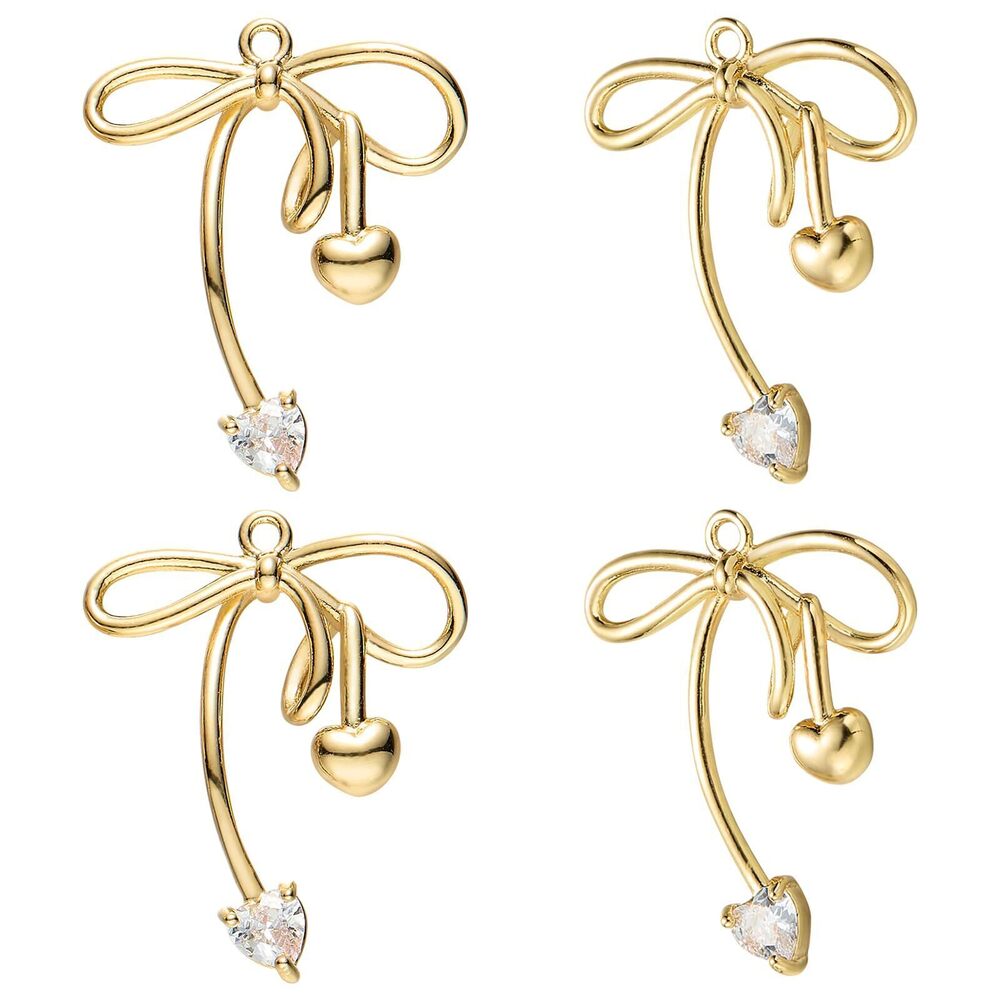 6660 4Pcs Real 14K Gold Filled Bow Charms for Jewelry Making 25x20mm
